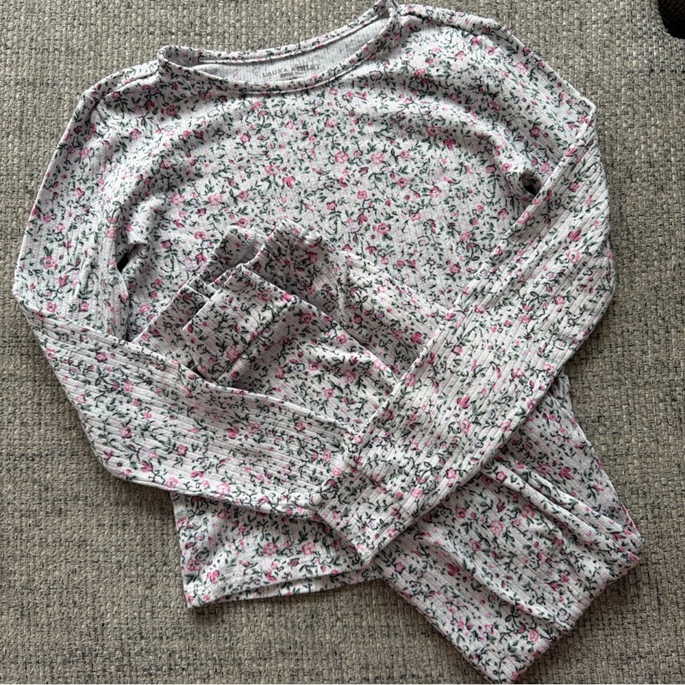 Laura Ashley Floral Kids Pajamas - Pink and White